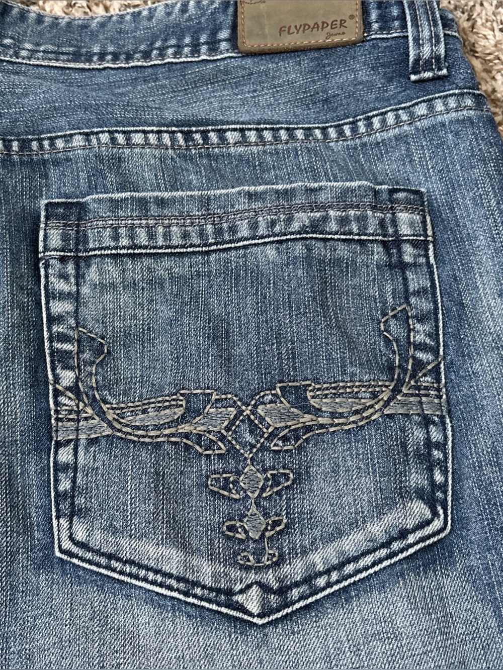 Flypaper Mens Jeans Relaxed Fit Light Wash Denim 38x32, Baggy Skate Grunge
